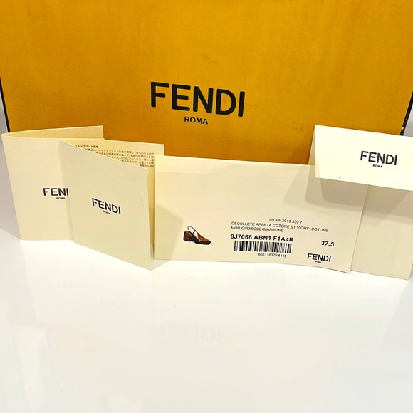 FENDI Promenade Slingback Gingham and Suede Pumps - Picture 13 of 13